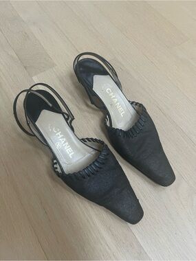 vintage chanel slingback kitten heel 6 US